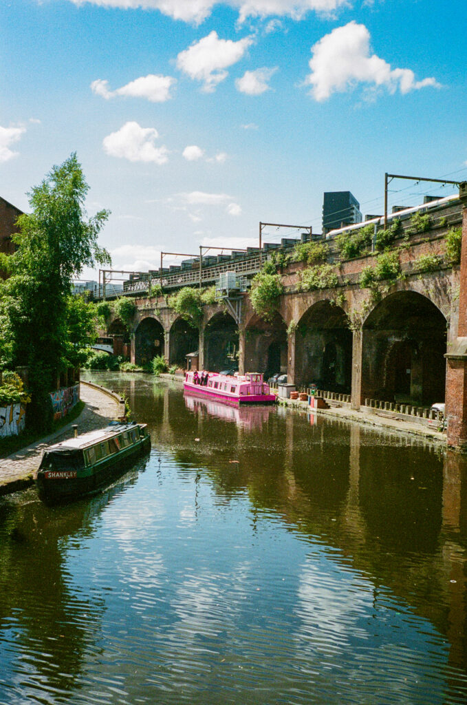 “The Pink Boat” – Manchester. UK cityscape.